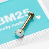 Detail View 2 of Golden Fire Opal Claw Prong Set Sparkle Internally Threaded Labret-White Opal