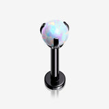 Blackline Fire Opal Claw Prong Set Sparkle Internally Threaded Labret