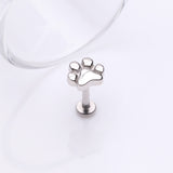 Detail View 1 of Adorable Paw Internally Threaded Steel Labret