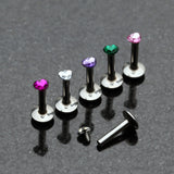 Detail View 1 of Heart Gem Top Internally Threaded Labret-Pink