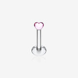 Heart Gem Top Internally Threaded Labret-Pink