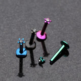Detail View 1 of Colorline Sparkle Star Top Internally Threaded Labret-Purple/Clear