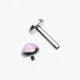 3 Pcs Pack of Opalite Sparkle Gem Internally Threaded Steel Labret-Pink
