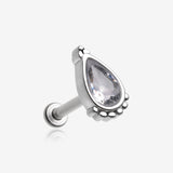 Bali Mandala Teardrop Sparkle Internally Threaded Steel Micro Labret