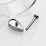Detail View 2 of Bali Mandala Teardrop Sparkle Internally Threaded Steel Micro Labret-Clear Gem
