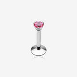 Gem Top Prong Set Steel Labret