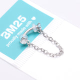 Detail View 3 of Chained Prong Set Gem Internally Threaded Curved Barbell-Clear Gem