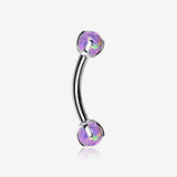 Fire Opal Claw Prong Set Sparkle Internally Threaded Curved Barbell