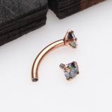 Detail View 2 of Rose Gold Prong Set Gem Sparkles Internally Threaded Curved Barbell-Vitrail Medium