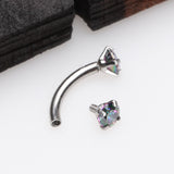 Detail View 2 of Prong Set Gem Sparkles Internally Threaded Curved Barbell-Vitrail Medium