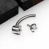 Detail View 2 of Pristine Gem Sparkles Internally Threaded Curved Barbell-Clear Gem