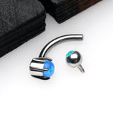 Detail View 2 of Pristine Fire Opal Sparkles Internally Threaded Curved Barbell-Blue