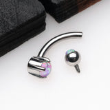 Detail View 2 of Pristine Fire Opal Sparkles Internally Threaded Curved Barbell-Pink