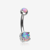 Pristine Fire Opal Sparkles Internally Threaded Curved Barbell