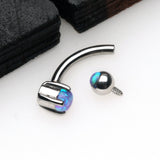 Detail View 2 of Pristine Fire Opal Sparkles Internally Threaded Curved Barbell-Purple