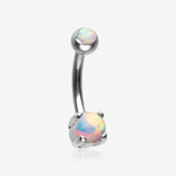 Pristine Fire Opal Sparkles Internally Threaded Curved Barbell