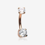 Rose Gold Pristine Gem Sparkles Internally Threaded Curved Barbell