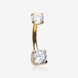 Golden Pristine Gem Sparkles Internally Threaded Curved Barbell