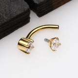 Detail View 2 of Golden Pristine Gem Sparkles Internally Threaded Curved Barbell-Clear Gem