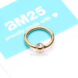Detail View 4 of Pure24K Implant Grade Titanium Front Gem Ball CBR Style Seamless Clicker Hoop Ring-Clear Gem