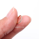 Detail View 2 of Pure24K Implant Grade Titanium Brilliant Sparkle Gems Lined Seamless Clicker Hoop Ring-Clear Gem
