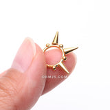 Detail View 2 of Pure24K Implant Grade Titanium Spike Tribal Luna Orbit Seamless Clicker Hoop Ring