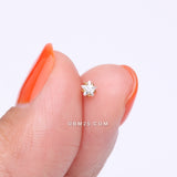 Detail View 2 of Pure24K Implant Grade Titanium OneFit Threadless Star Gem Sparkle Prong Top Part-Clear Gem