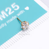 Detail View 4 of Pure24K Implant Grade Titanium OneFit Threadless Star Gem Sparkle Prong Top Part-Clear Gem
