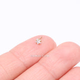 Detail View 3 of Pure24K Implant Grade Titanium OneFit Threadless Star Gem Sparkle Prong Top Part-Clear Gem