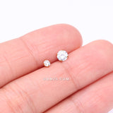 Detail View 3 of Pure24K Implant Grade Titanium OneFit Threadless Diamond CZ Prong Set Birthstone Gem Top Part