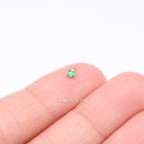 Detail View 2 of Pure24K Implant Grade Titanium OneFit Threadless Emerald CZ Prong Set Birthstone Gem Top Part