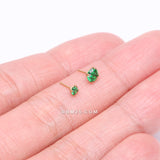 Detail View 3 of Pure24K Implant Grade Titanium OneFit Threadless Emerald CZ Prong Set Birthstone Gem Top Part