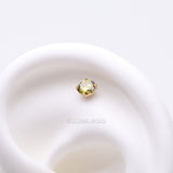Detail View 1 of Pure24K Implant Grade Titanium OneFit Threadless Peridot CZ Prong Set Birthstone Gem Top Part