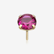Pure24K Implant Grade Titanium OneFit Threadless Ruby Corundum CZ Prong Set Birthstone Gem Top Part