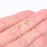 Detail View 3 of Pure24K Implant Grade Titanium OneFit Threadless Topaz CZ Prong Set Birthstone Gem Top Part