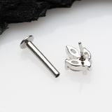 Detail View 2 of Marquise Sparkle Leaf Top Threadless Push-In Steel Labret-Clear Gem