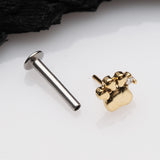 Detail View 2 of Golden Adorable Sparkle Paw Top Threadless Push-In Steel Labret-Clear Gem