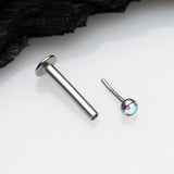 Detail View 2 of Basic Gem Ball Top Threadless Push-In Steel Labret-Aurora Borealis