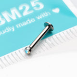 Detail View 3 of Basic Gem Ball Top Threadless Push-In Steel Labret-Aurora Borealis