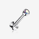 Basic Gem Ball Top Threadless Push-In Steel Labret
