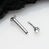 Detail View 2 of Basic Gem Ball Top Threadless Push-In Steel Labret-Clear Gem