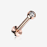 Rose Gold Basic Gem Ball Top Threadless Push-In Steel Labret