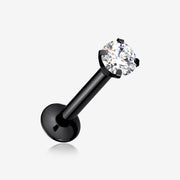 Blackline Prong Set Gem Top Threadless Push-In Steel Labret