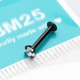 Detail View 3 of Blackline Prong Set Gem Top Threadless Push-In Steel Labret-Clear Gem