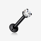 Blackline Prong Set Gem Top Threadless Push-In Steel Labret