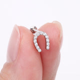 Detail View 2 of Lucky Charm Sparkle Horseshoe Threadless Flat Back Stud Labret-Clear Gem