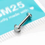Detail View 3 of Fire Opal Prong Set Top Threadless Push-In Steel Labret-White Opal