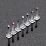 Detail View 1 of Bio-Flex Gem Ball Push-Fit Labret-Fuchsia