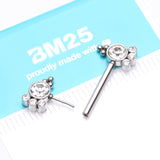Detail View 2 of A Pair of Royal Bali Sparkle Beads Threadless Nipple Barbell-Clear Gem