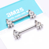 Detail View 3 of A Pair of Royal Bali Sparkle Beads Threadless Nipple Barbell-Clear Gem